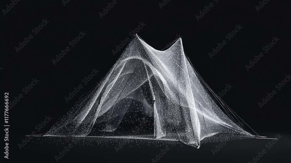 Poster tent consists of of of particles. tent consists of points and circles. vector illustration.