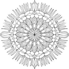 coloring page for adults, mandala design, clean line art, white background, no shading or black fill 5.eps