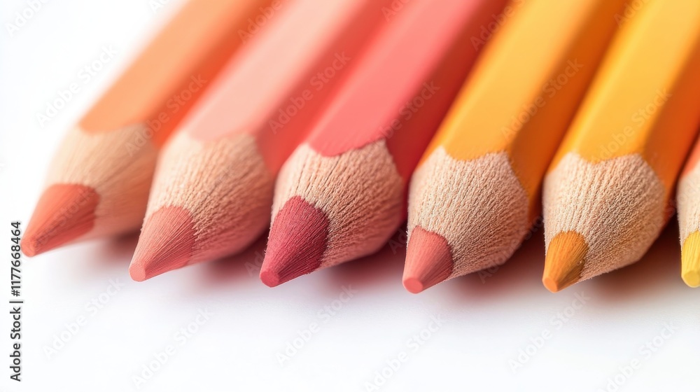 Poster Abstract pencil strokes create a vibrant gradient of colors transitioning from pink to yellow