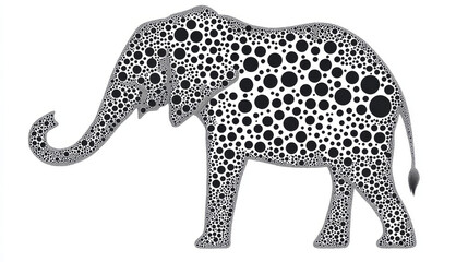 The elephant of the particle. The elephant consists of circles and points. Vector illustration.