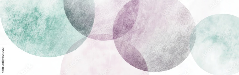 Poster Beautiful abstract circular patterns created with delicate pencil strokes in soft pastel colors
