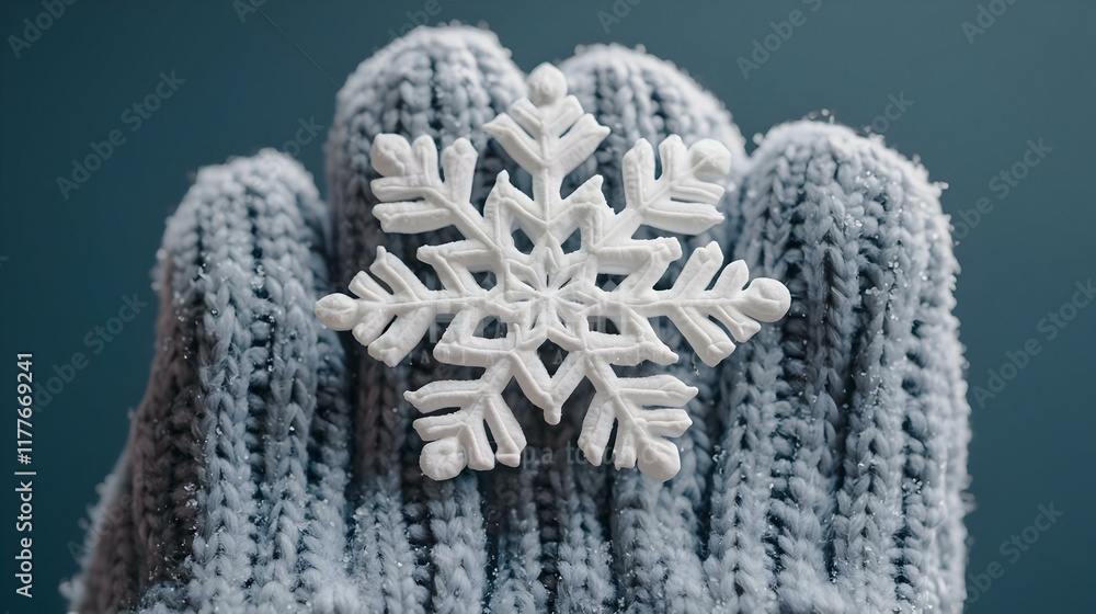 Aufkleber intricate snowflake detail on glove, a close-up showcasing the delicate structure and unique pattern