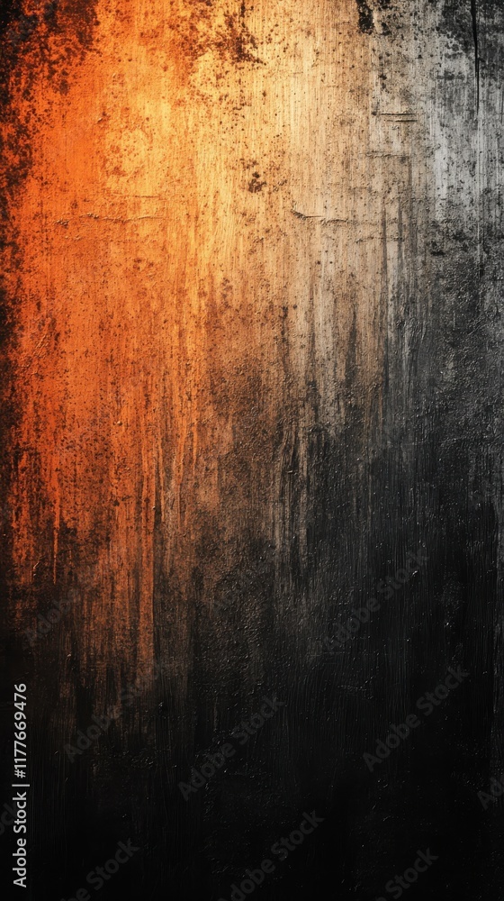 Poster weathered metallic background showcasing a blend of burnt orange and dark tones with textured patter