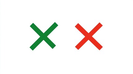 Green and Red Cross Marks: Simple Graphic Design