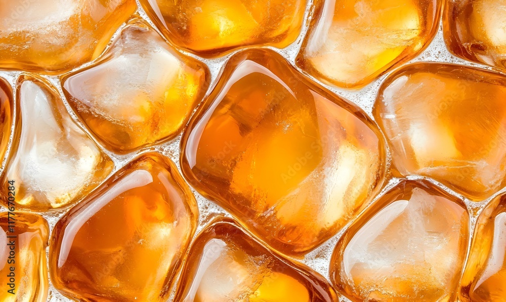 Poster intricate ice patterns, a close-up view showcasing the delicate textures and reflections within froz
