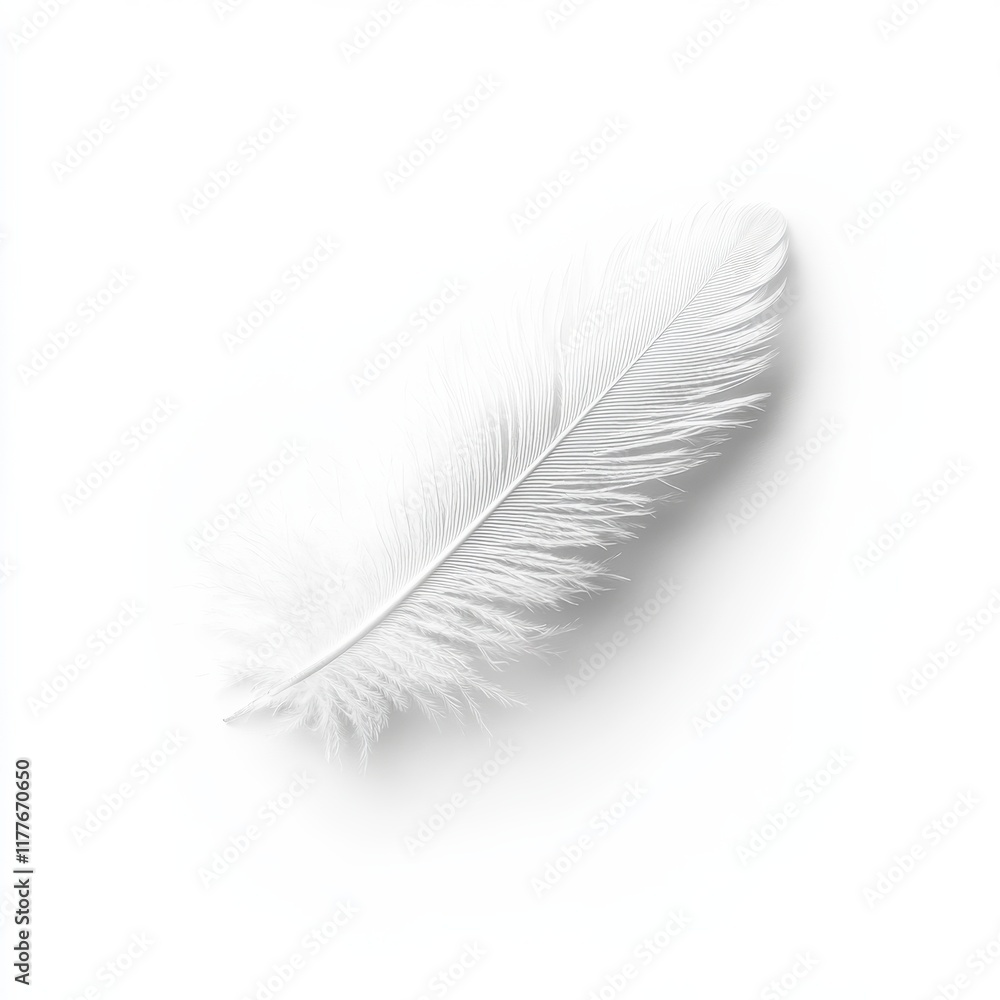 Aufkleber soft white feather resting on a clean surface highlighting delicate textures and vibrant details in 