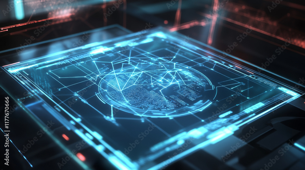 Poster hologram data visualization. data visualization of polygons, triangles of points and lines. data vis
