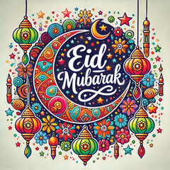 vector Eid Mubarak, Muslim holiday throughout the world