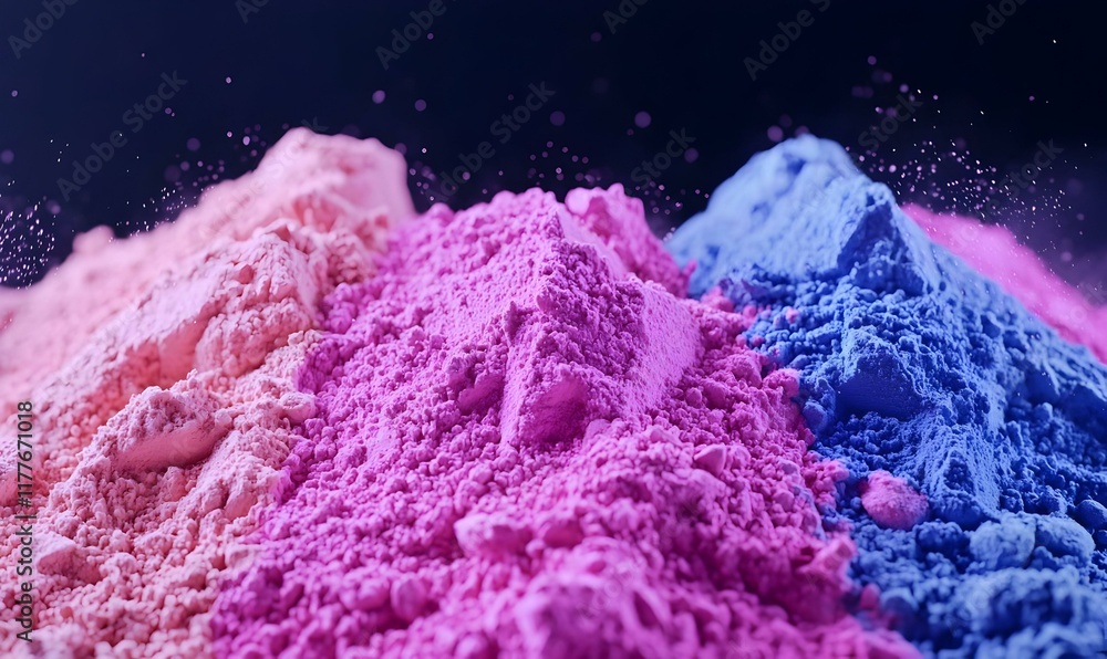 Aufkleber vibrant powder textures, a close-up view showcasing an array of colorful powders with intricate deta