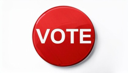 Bold Red Button with White Text VOTE for Promoting Civic Engagement, Elections, Voter Awareness, and Political Participation Campaigns