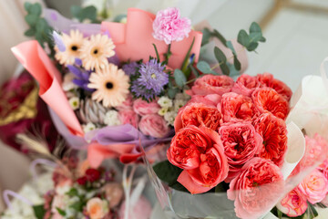 a large beautiful bouquet of fresh flowers	
