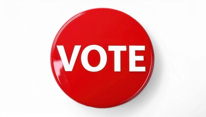 Bold Red Button with White Text VOTE for Promoting Civic Engagement, Elections, Voter Awareness, and Political Participation Campaigns
