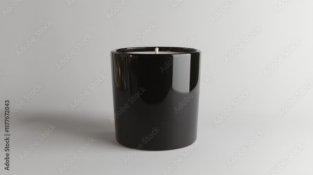 Poster black candle jar mockup on minimalist background for product display and branding use