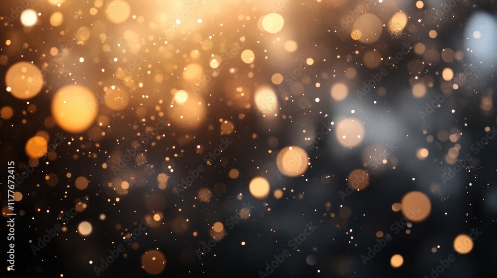 Poster golden and black abstract bokeh blurred background with grunge texture for creative projects and des