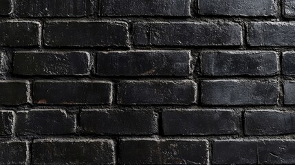 Black Cement Brick Wall Texture Background Ideal for Text Overlay and Creative Design Projects