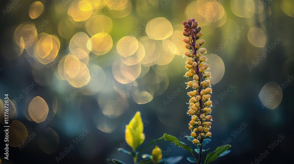 Poster bokeh effect with vibrant flowers against a glowing warm background creating a dreamy and artistic a