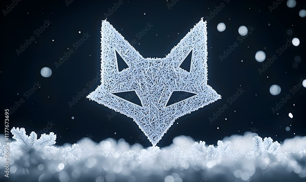 Poster glistening snowflake, a close-up view of a snowflake illuminated by a single light source, showcasin