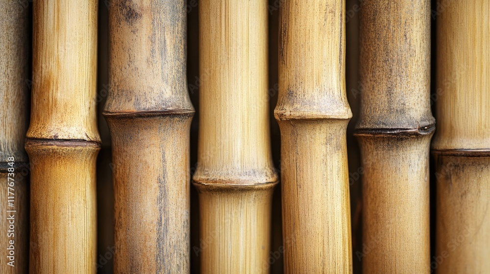 Poster textured bamboo tubes arranged in a natural pattern creating a warm and organic background for vario