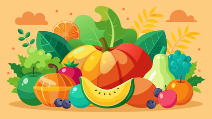 Colorful Fruit and Vegetable Illustration – Vibrant and Fresh Produce Art