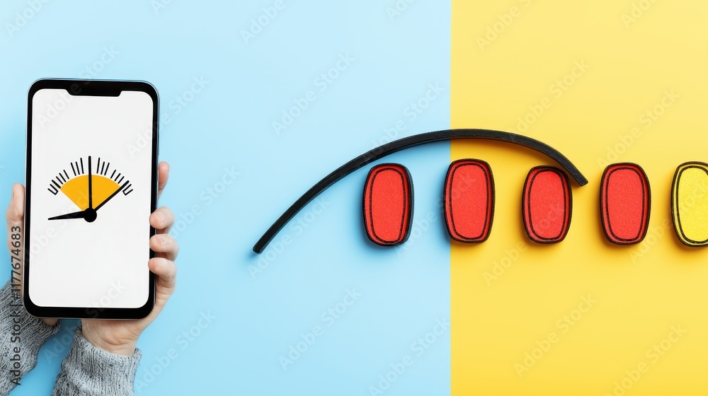 Poster smartphone displaying gauge with colorful weights