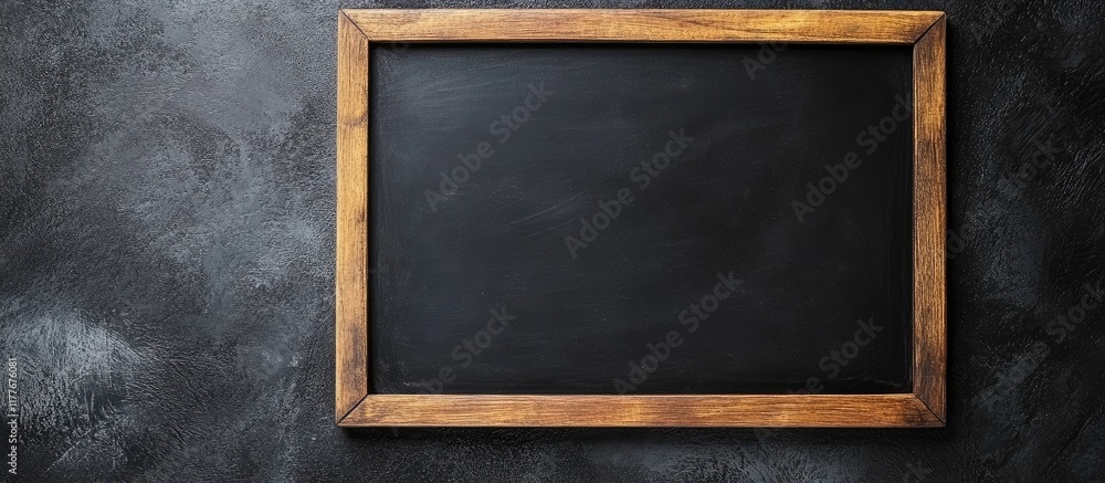 Poster chalkboard with wooden frame on dark background empty copyspace for text or notes professional use i