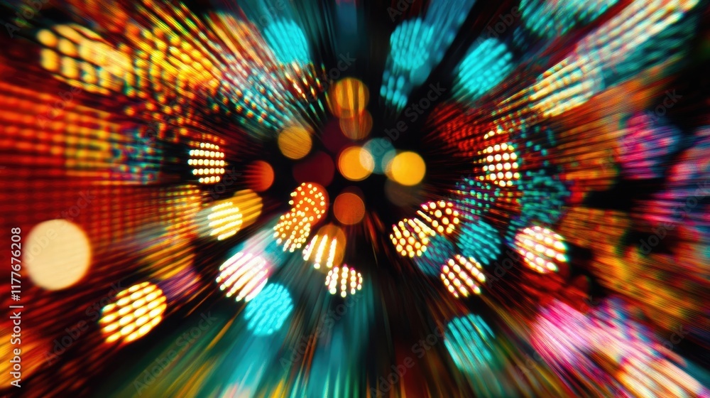 Poster abstract colorful bokeh background with vibrant defocused lights creating a dreamy and festive atmos