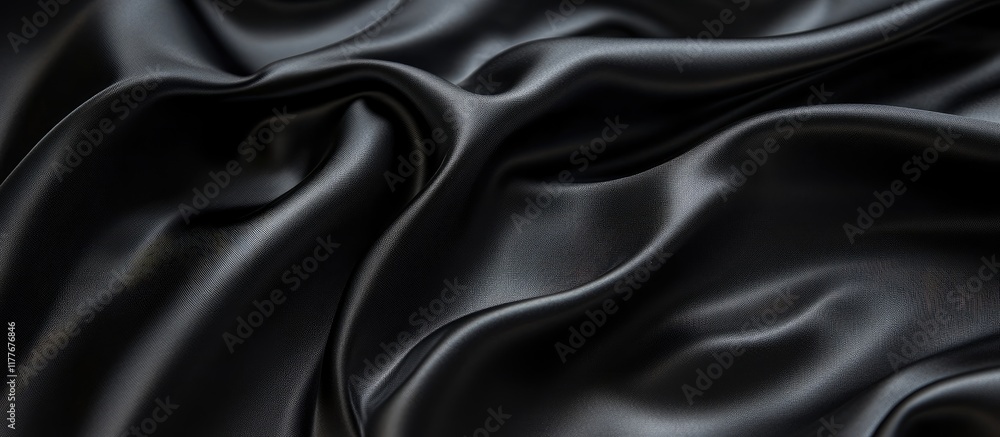 Poster elegant black satin fabric backdrop with smooth texture perfect for design and photography projects 