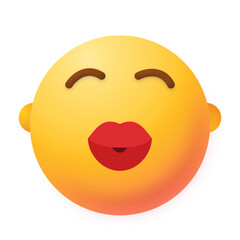 Vivid 3D Emoji Face Icon Kissing red lips love