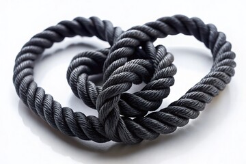 Romantic Black Rope Heart Knot, Valentine's Day, Wedding, Nautical, Angler's Knot Close-Up