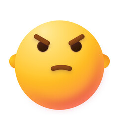 Vivid 3D Emoji Face Icon Strong angry unhappy