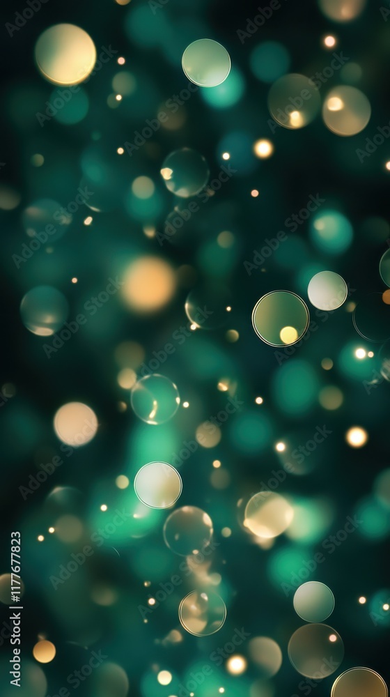 Poster captivating emerald green bokeh design creating a dreamy ambiance with sparkling lights