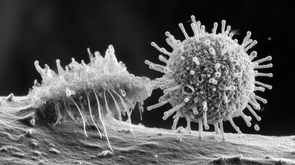 Bacteria 3D render. Spherical virus blue style. View under a microscope for bacteria