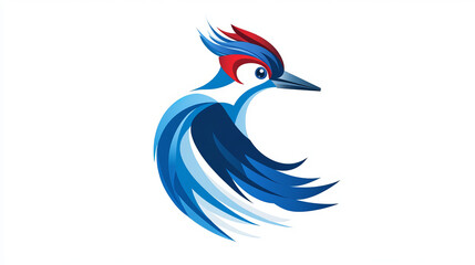 Obraz premium Vector woodpecker logo. A logo in the shape of a woodpecker. Blue style