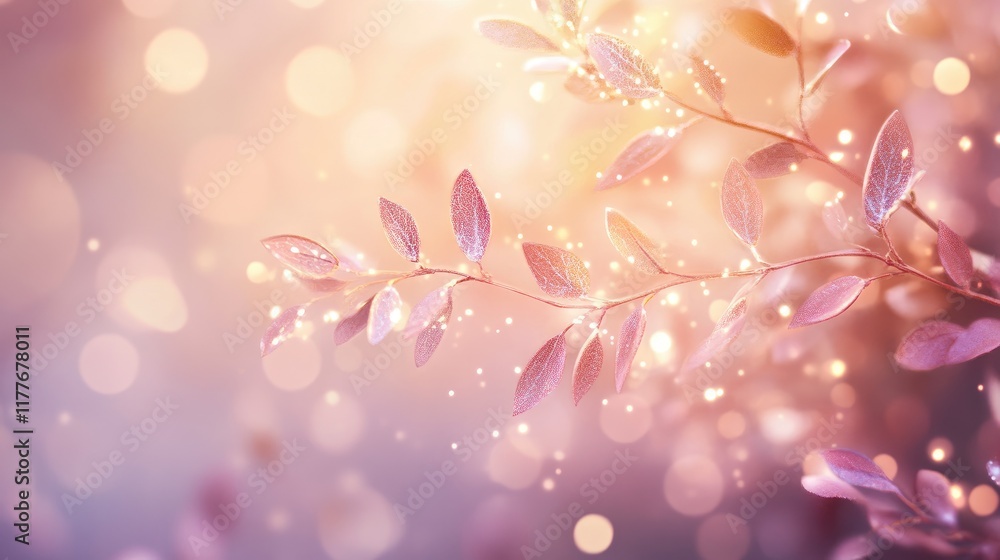 Poster soft sunlight filtering through leaves creating dreamy bokeh effects in a serene nature-inspired bac