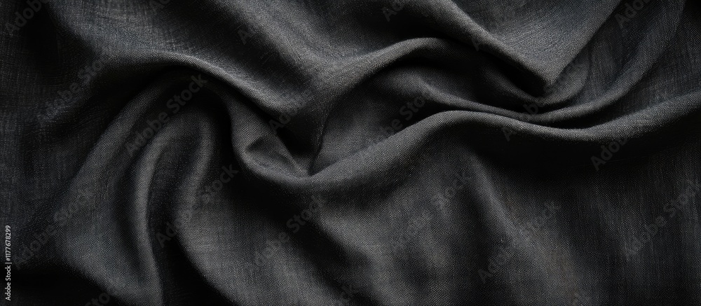 Poster elegant black cloth fabric texture background with smooth waves and ample copyspace for text or desi