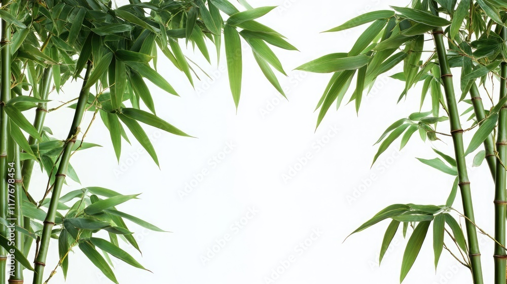 Aufkleber bamboo leaves frame on isolated background with clipping path for nature and tranquility themes in d