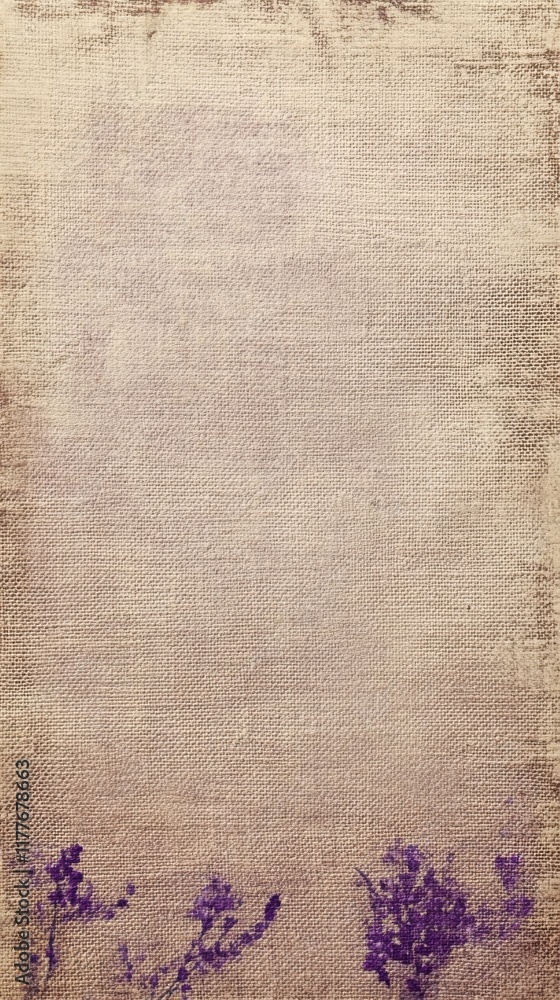 Poster soft pastel burlap texture with delicate floral accents and a serene background for creative project