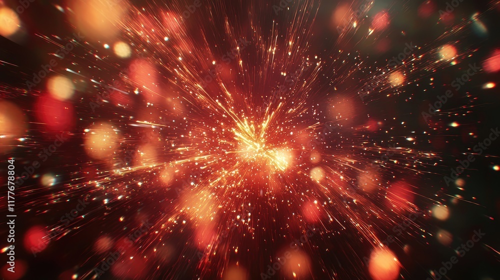 Poster vibrant bokeh abstract background of blurred light effects from colorful fireworks display