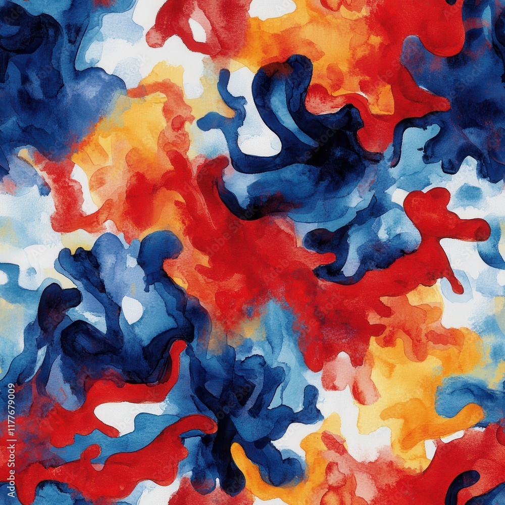 Poster bold doodle cartoon watercolor patterns with vivid colors and abstract shapes suitable for art proje