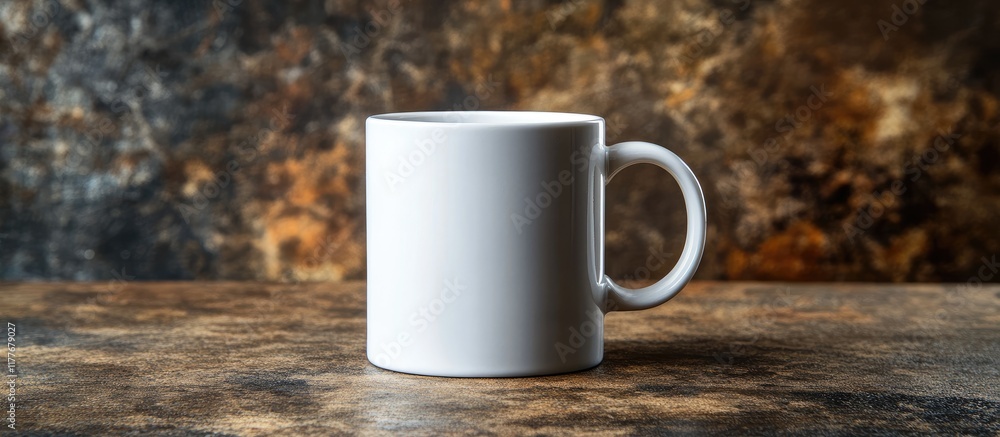 Aufkleber black coffee in a classic white ceramic mug against a rustic background with empty space for customi
