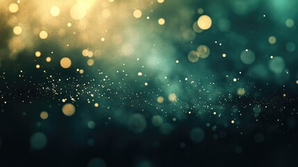 Bokeh green and gold abstract background with soft blurred lights ideal for graphic design or wallpaper use