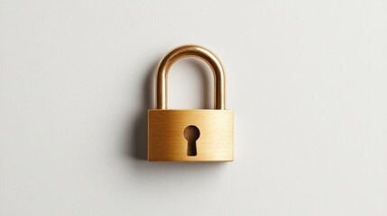 Fototapeta premium A classic padlock placed on a pure white background, minimalistic with clean shadows.