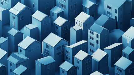 3D render of a building vector. The contours of houses on a blue drawing