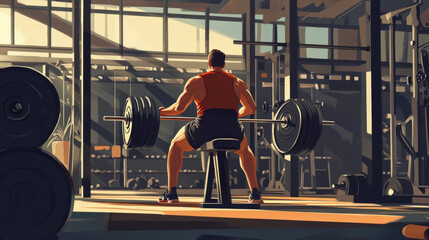 Sports man training. Weightlifter power club