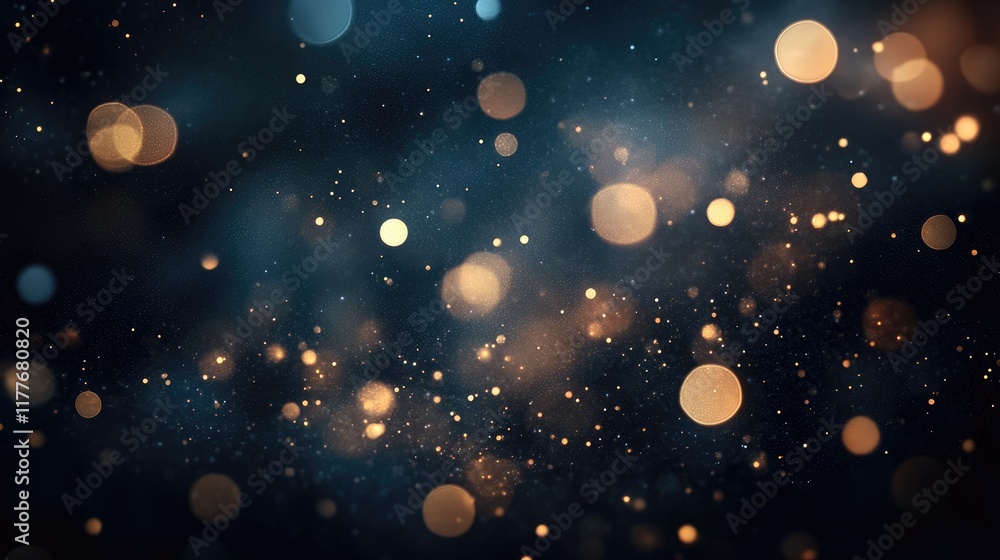 Poster dark luxury gradient background with bokeh lights and sparkling particles in a blurred atmosphere