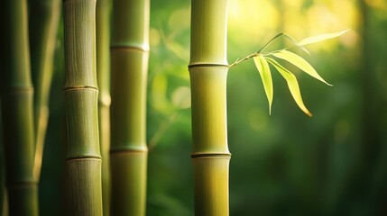 Lush green bamboo stalks in a serene forest setting capturing the essence of nature's tranquility and growth.