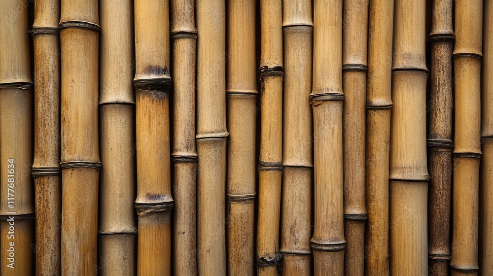 Poster natural bamboo texture background showcasing vertical bamboo stalks with varying hues and natural pa