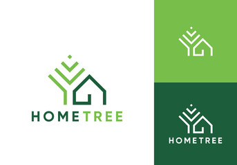 abstract tree with home logo design vector concept