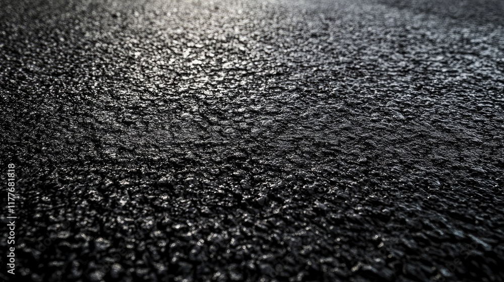 Poster asphalt texture close-up dark road surface with detailed patterns and reflections for background use