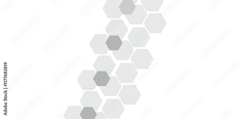 Poster abstract technology light grey and dark grey geometric hexagon on transparent concept design honeyco